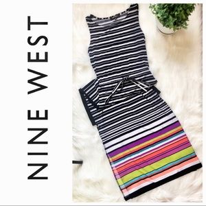 Nine West | Horizon Rainbow Striped Maxi Dress